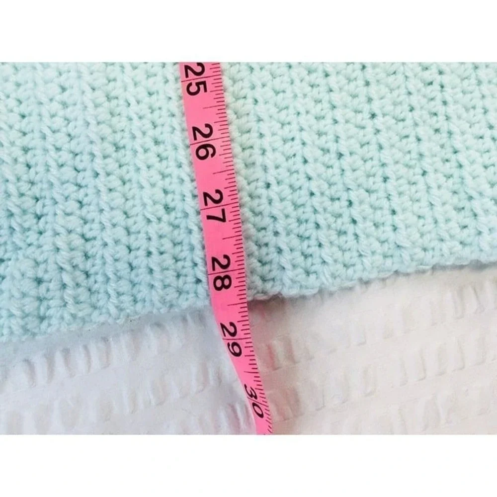 New Handmade Baby Crib Blanket Afghan Blue Green Soft 28x 28 inches‎